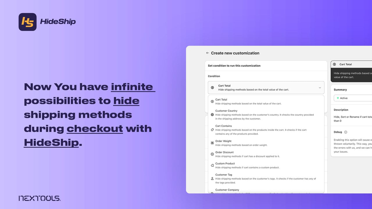 HideShip: Hide & sort shipping methods