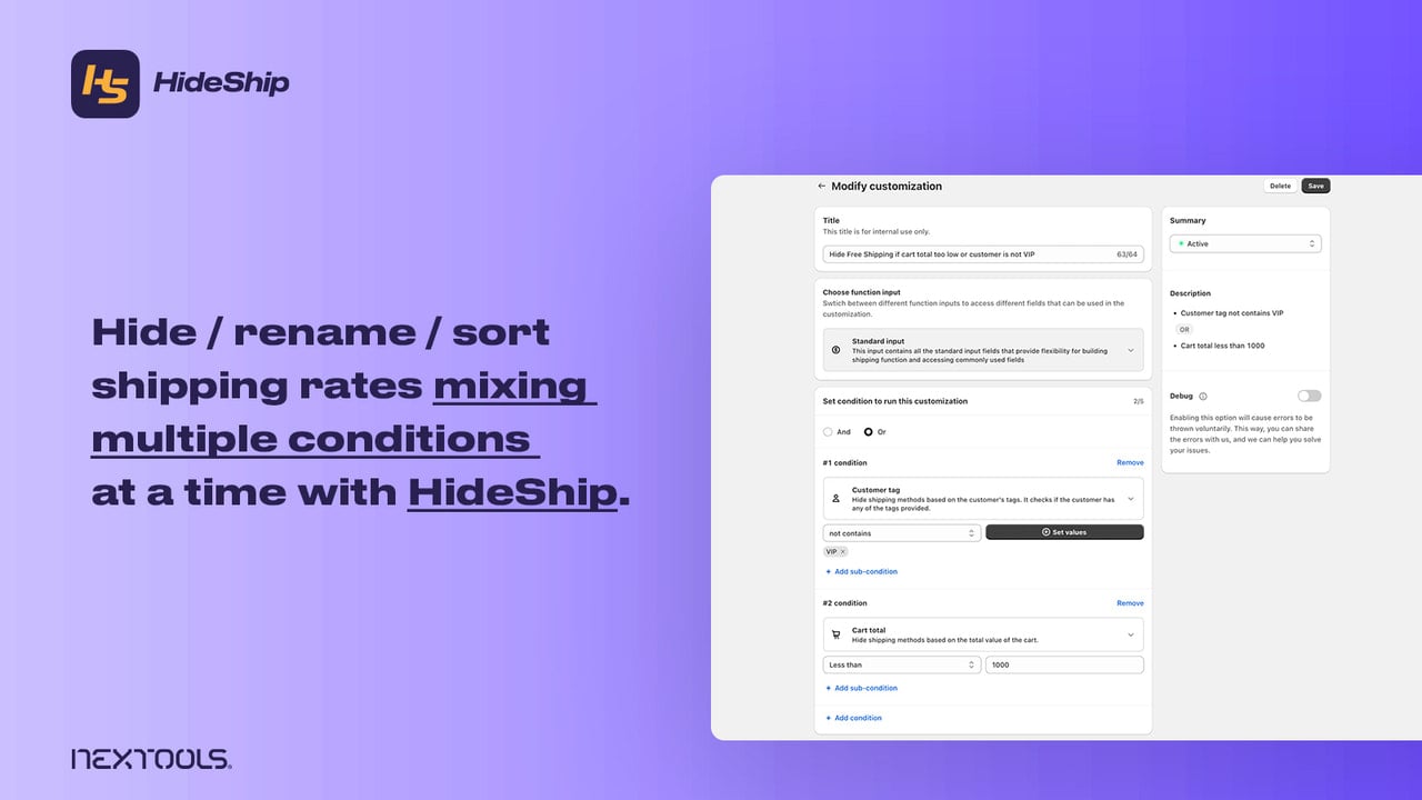 HideShip: Hide & sort shipping methods