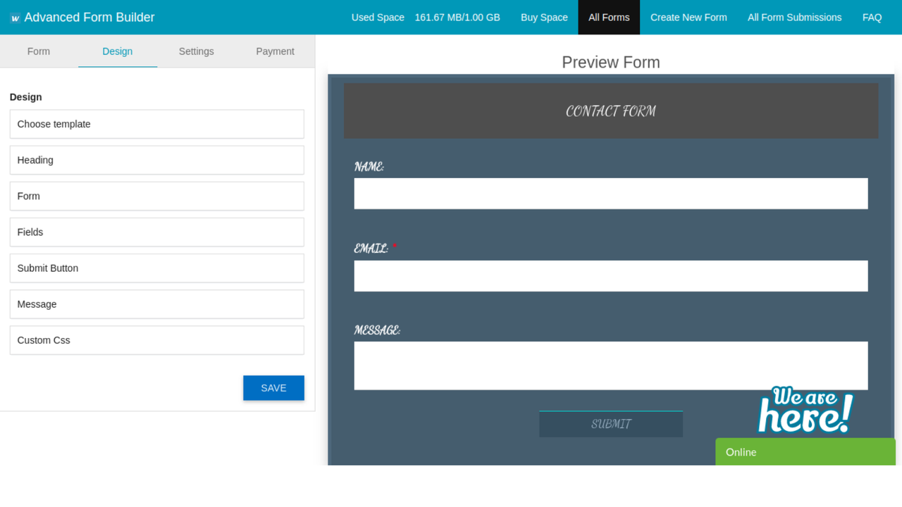 Update Design of form by through available templates