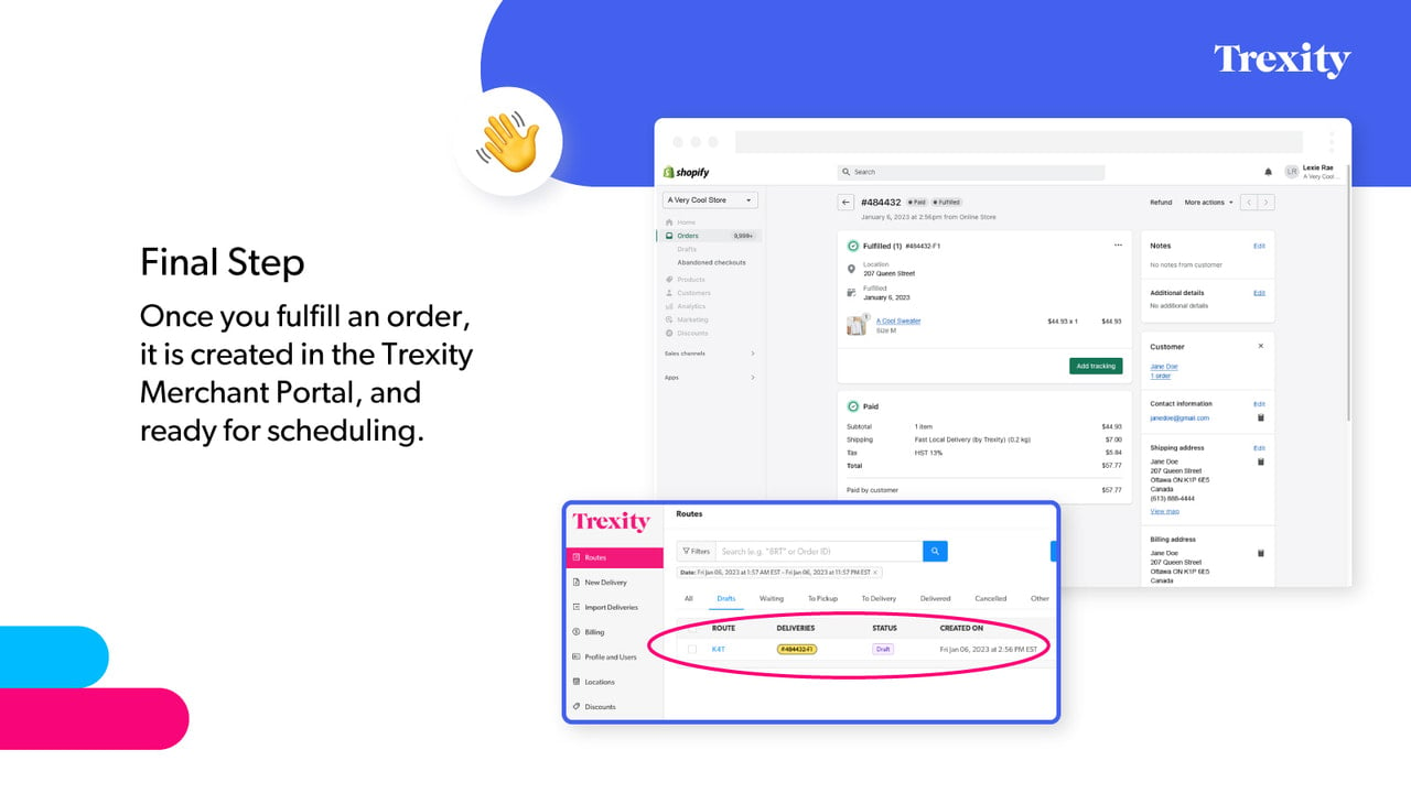 Order synced to Trexity Merchant Portal