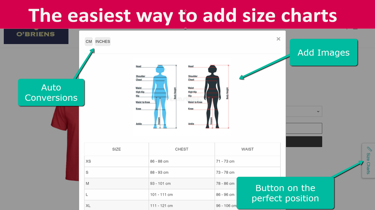 Upify Size Charts & Size Guide