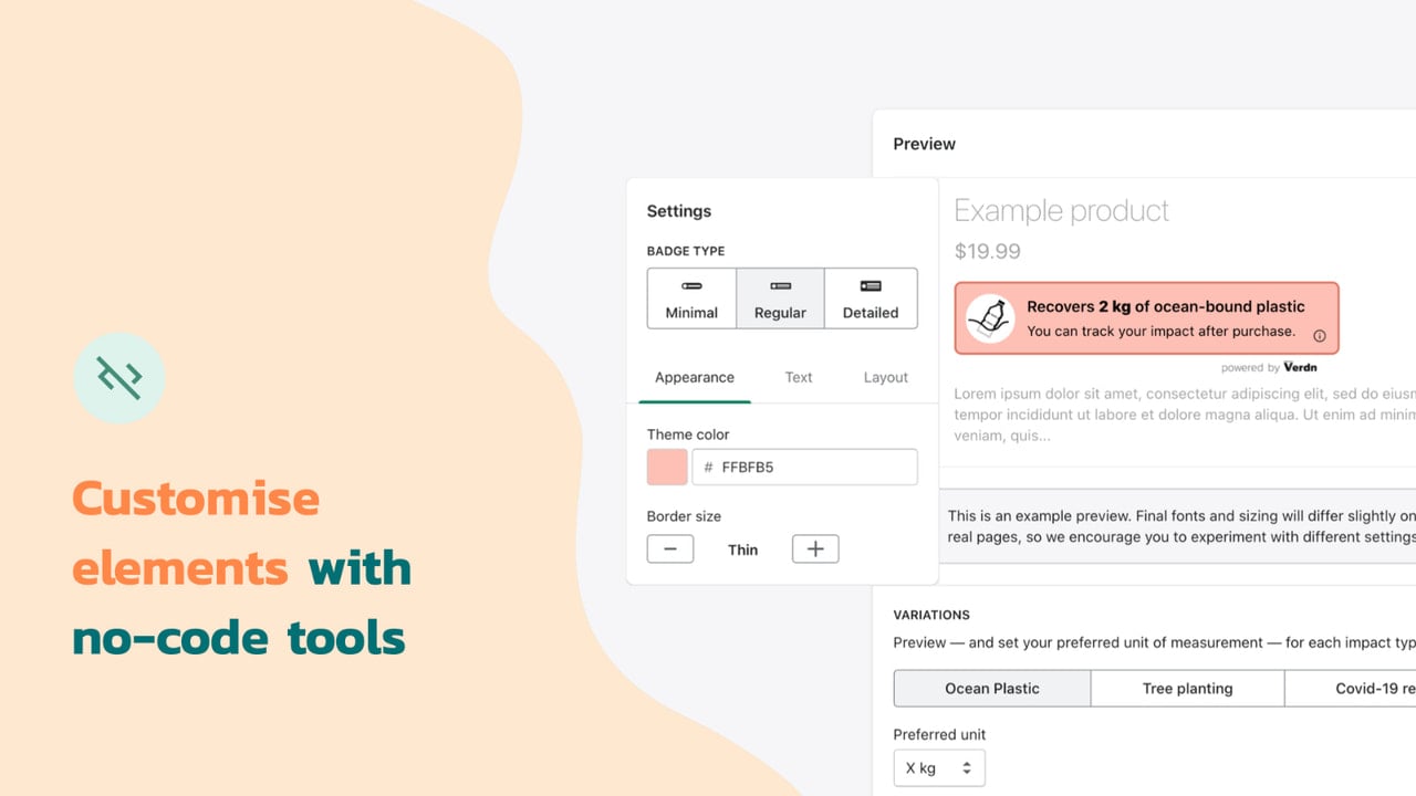 Customise elements with no-code tools