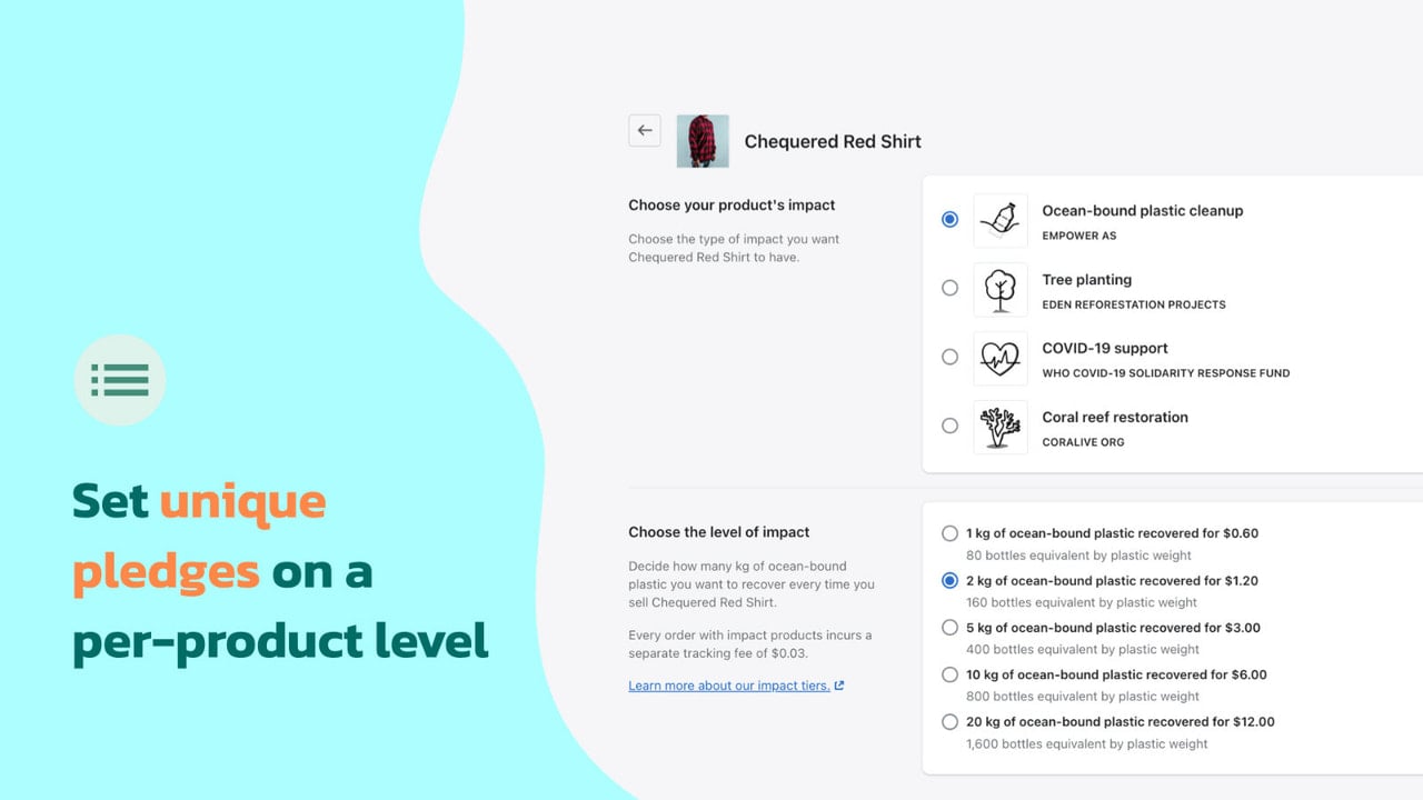 Set unique pledges on a per-product level