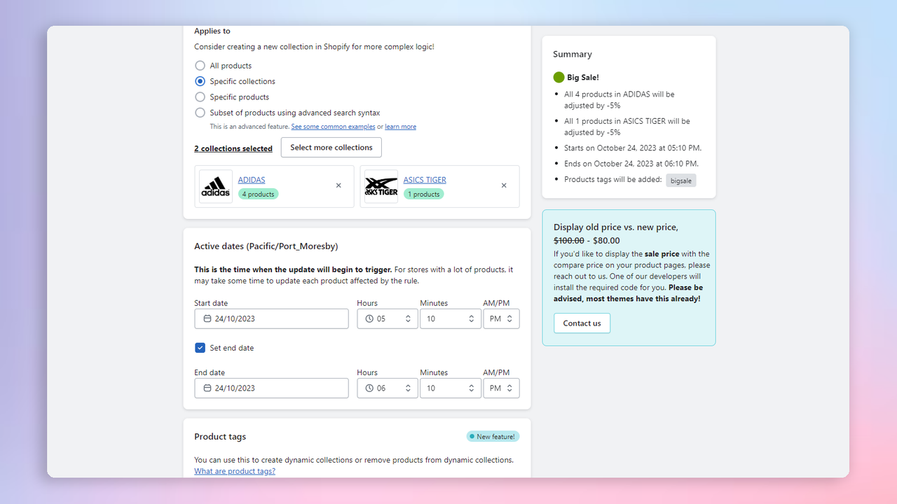 Price editing and scheduling with Price Scheduler