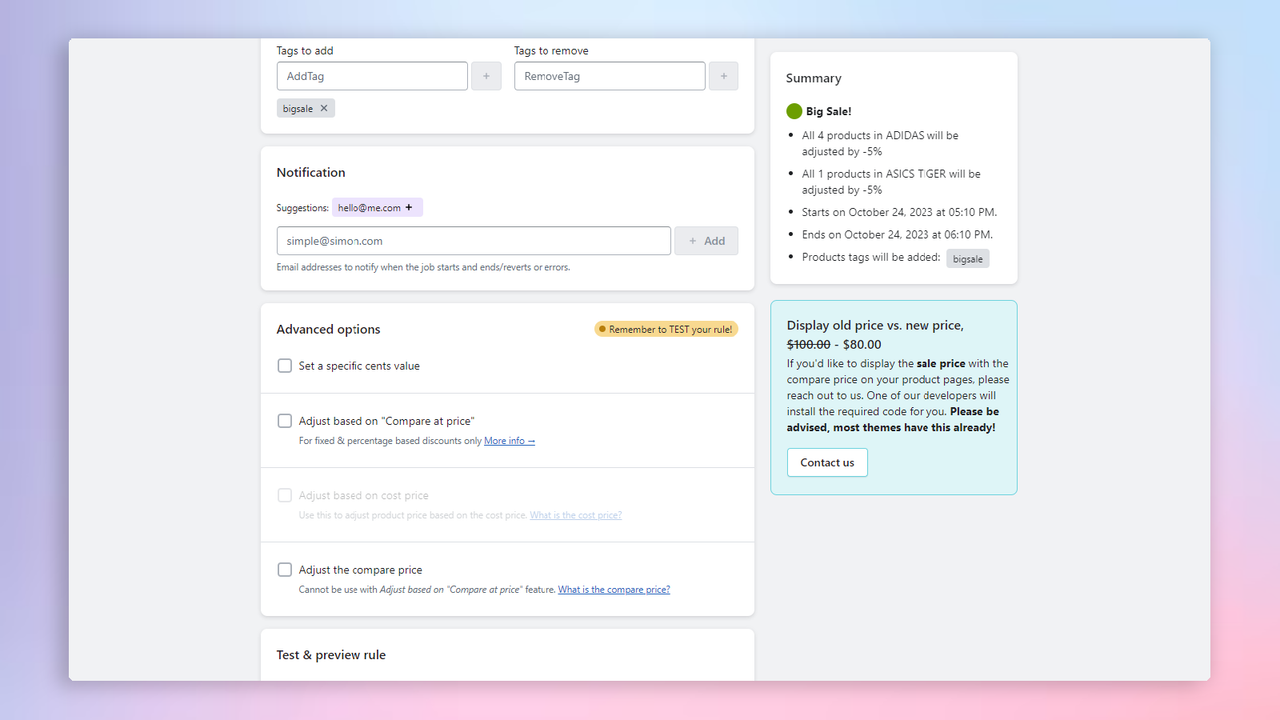 Price editing and scheduling with Price Scheduler