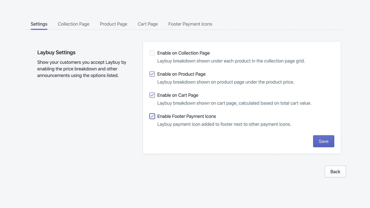 Show Laybuy on all key buying stages of the site