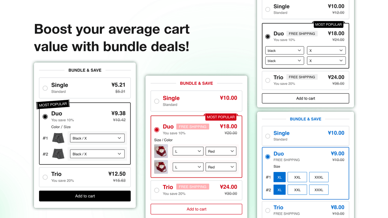 Boost your average cart value with bundle deals!