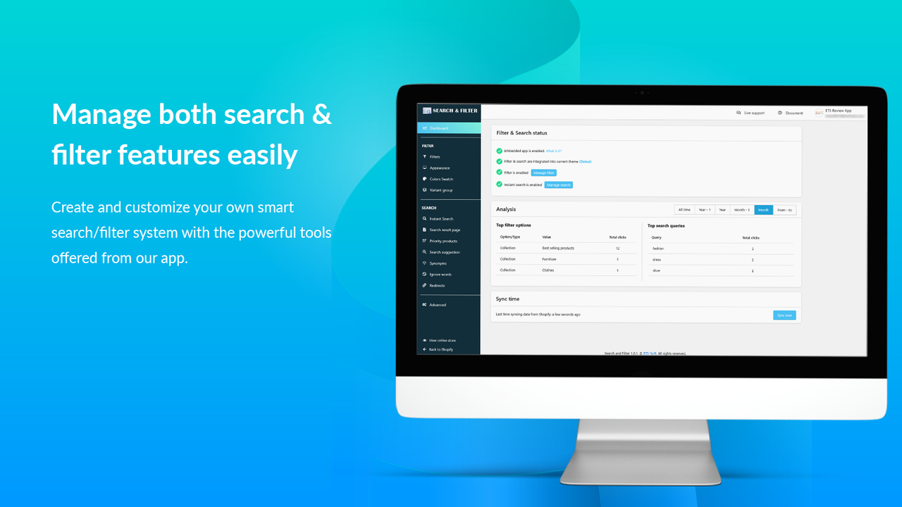 Manage search and filter features easily