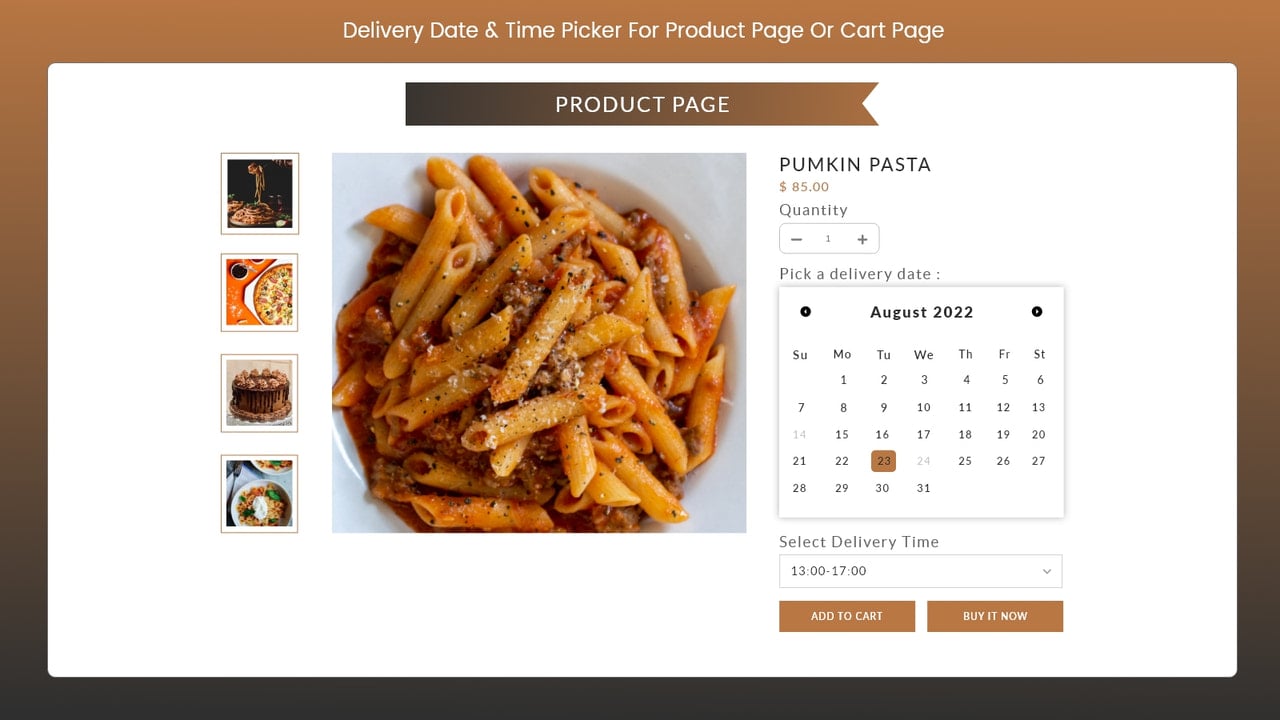 Product Page/Cart Page Calendar & Time Slot Picker