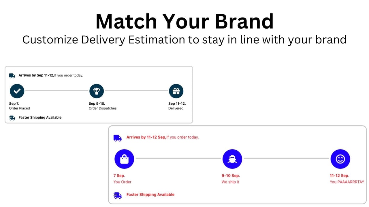 Delivery Estimation appearance setting screen