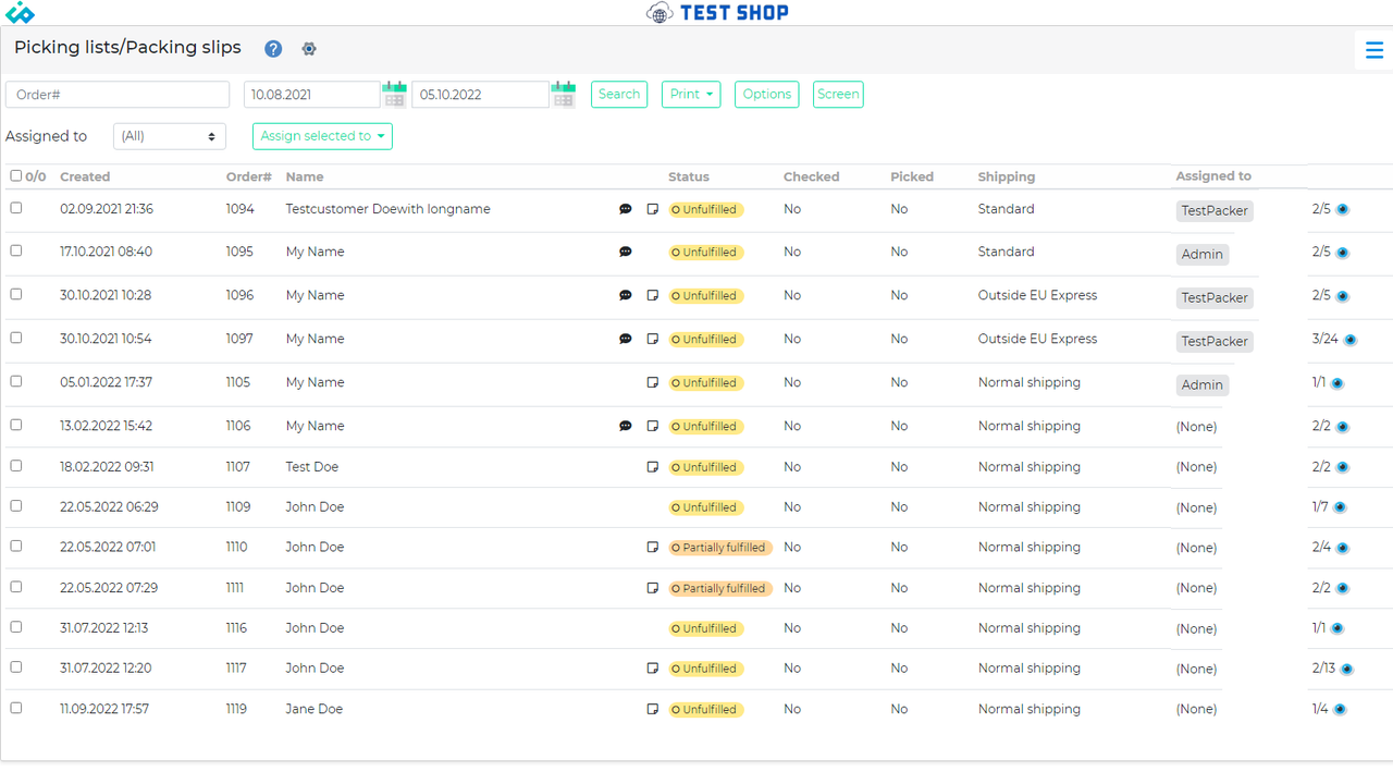 Order fulfillment, managing and checking orders