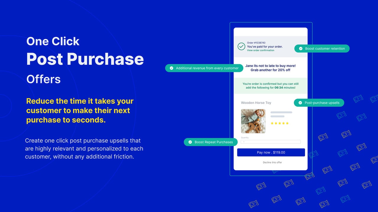 One Click Post-Purchase offers(coming soon).