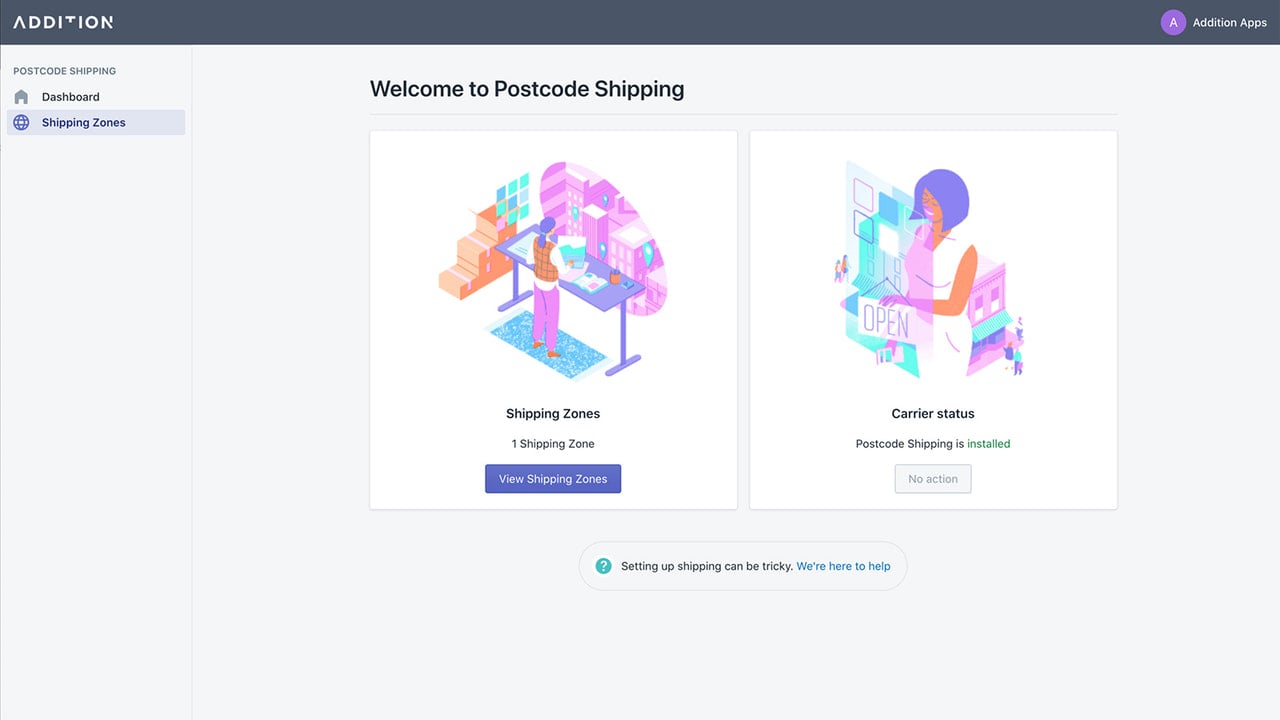 Shipping calculator with shipping zones & postal codes