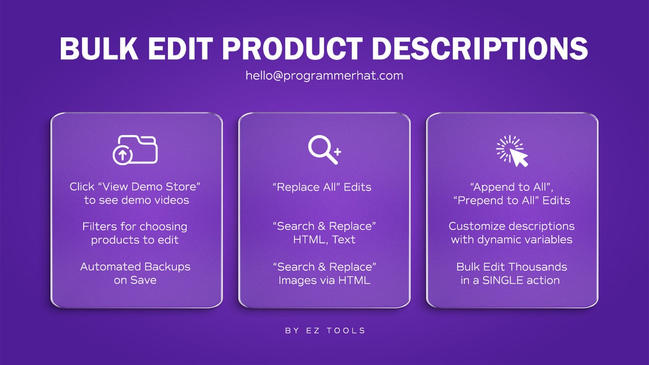 Screenshot of Bulk Edit Product Description