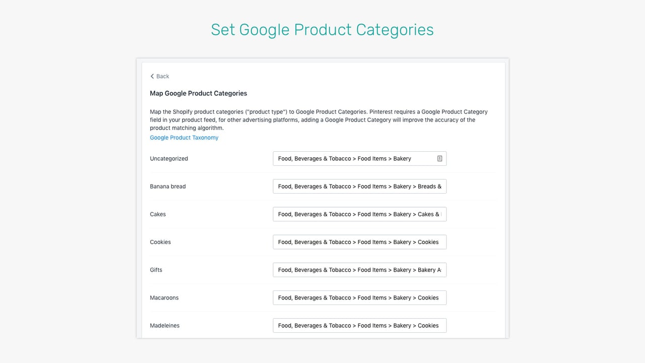 Map Google Product Categories