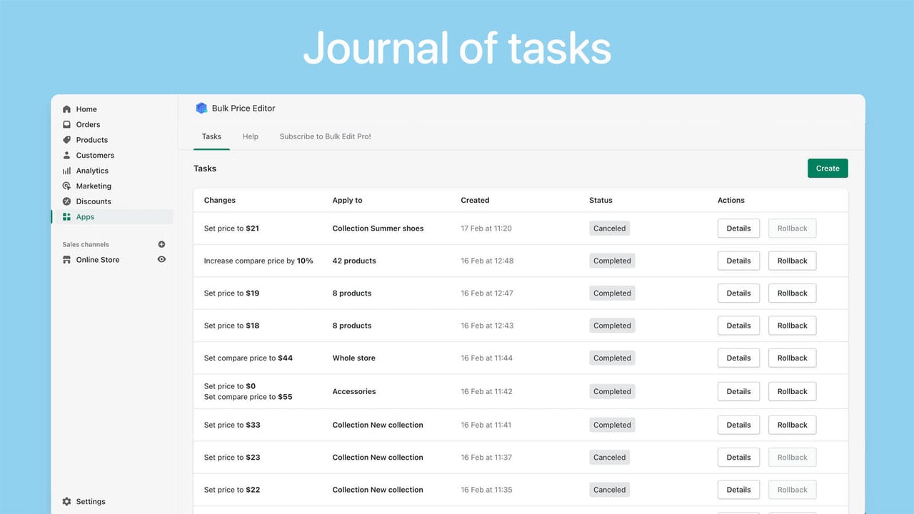 Journal of tasks