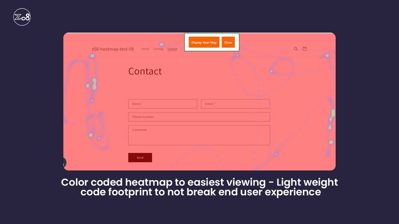 Z08tech heatmap screen recording app - heatmap view page