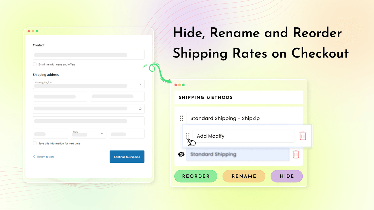 Hide shipping rates on checkout