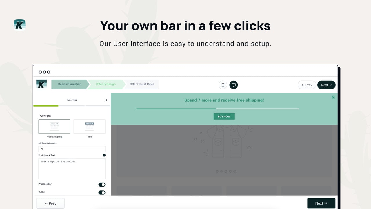 bar customization options