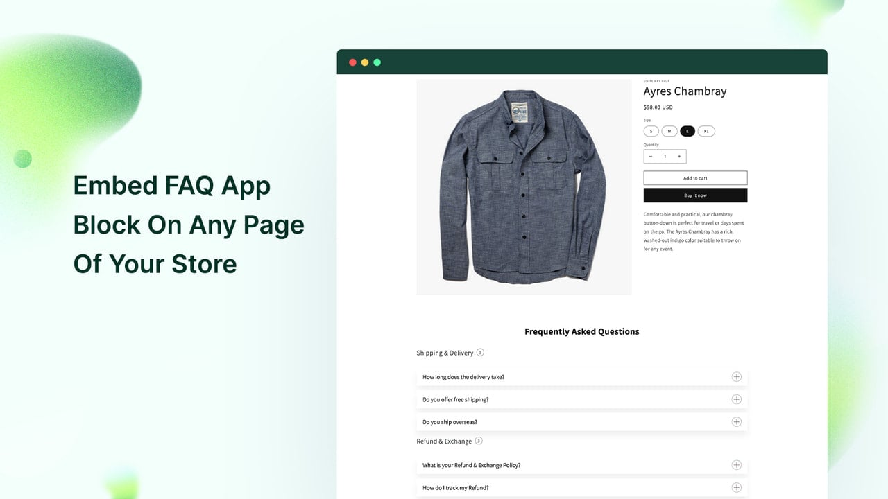 Embed FAQ App Block On Any Page Of Your Store