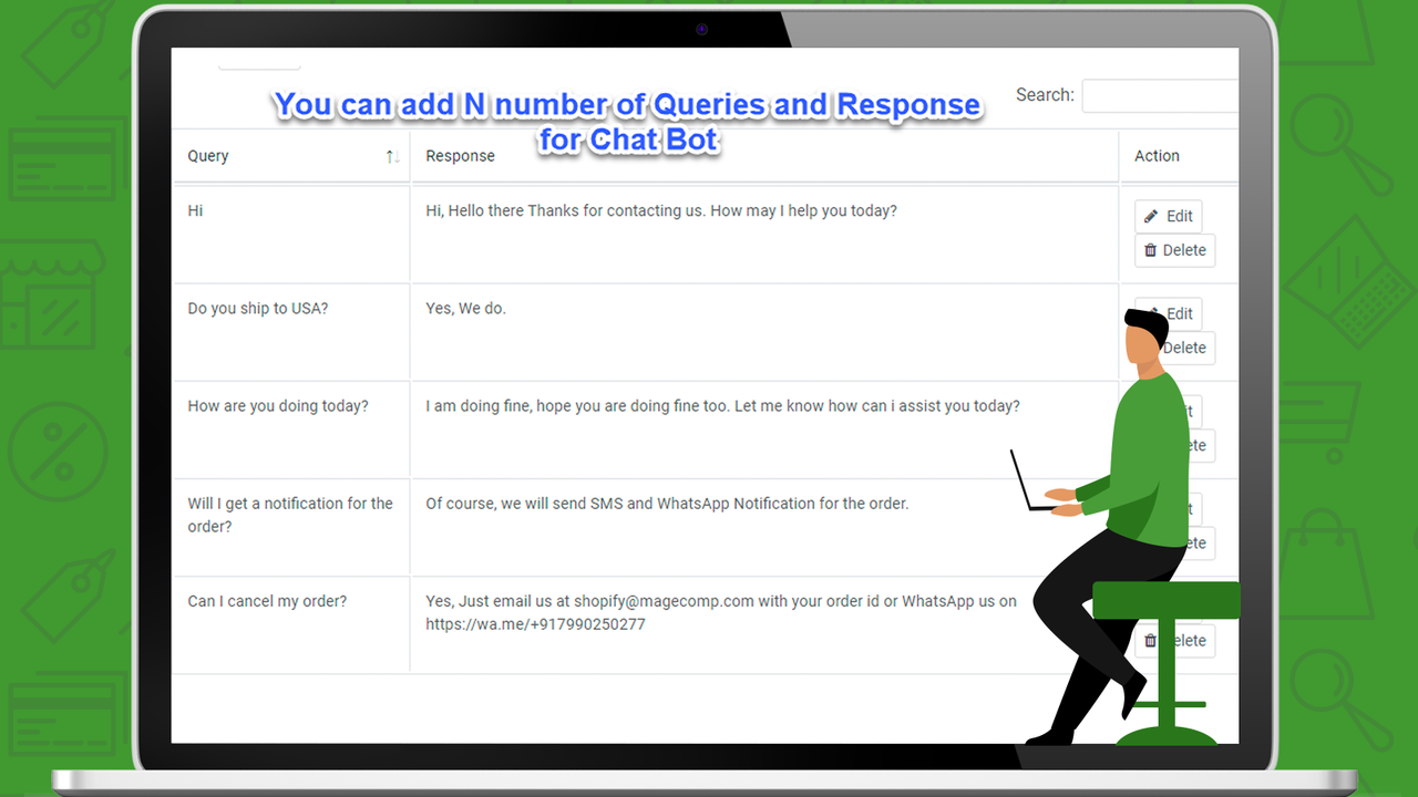 WhatsApp ChatBot Queries and Responses