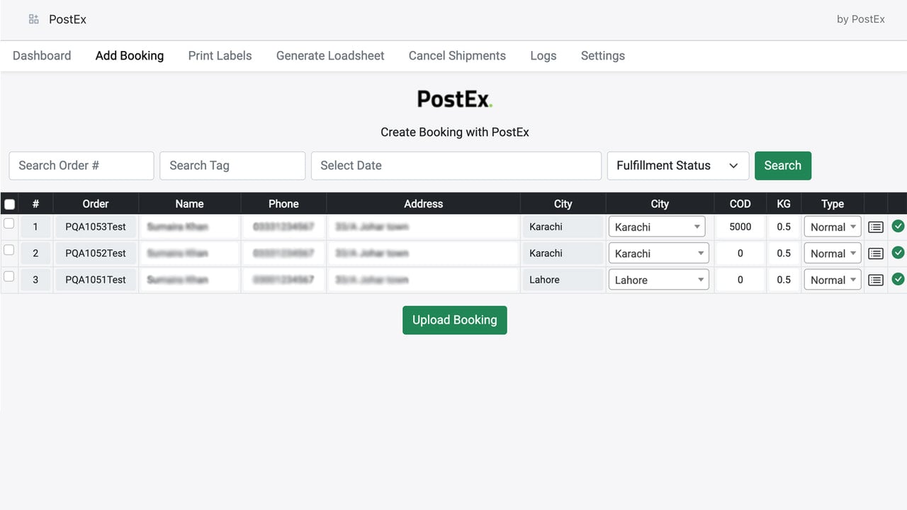 Shipment Bookings