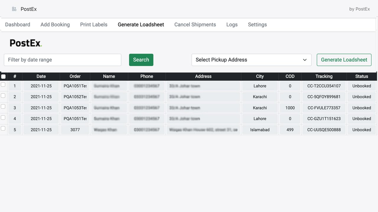 Generate Loadsheet