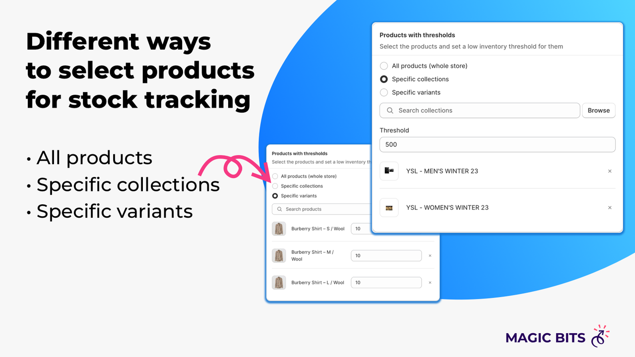 Specify thresholds for products