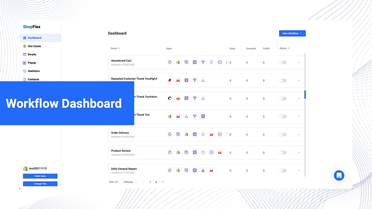 Workflow dashboard & execution status