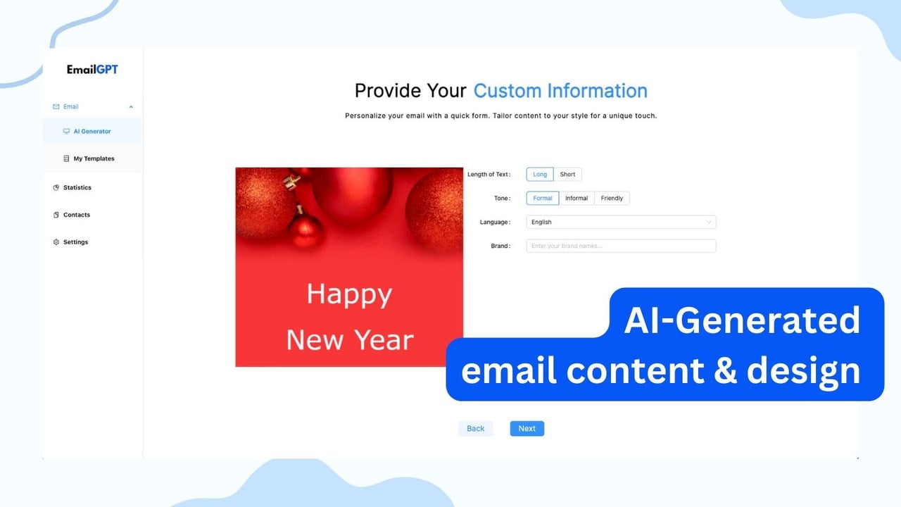 AI-Generated email content & design