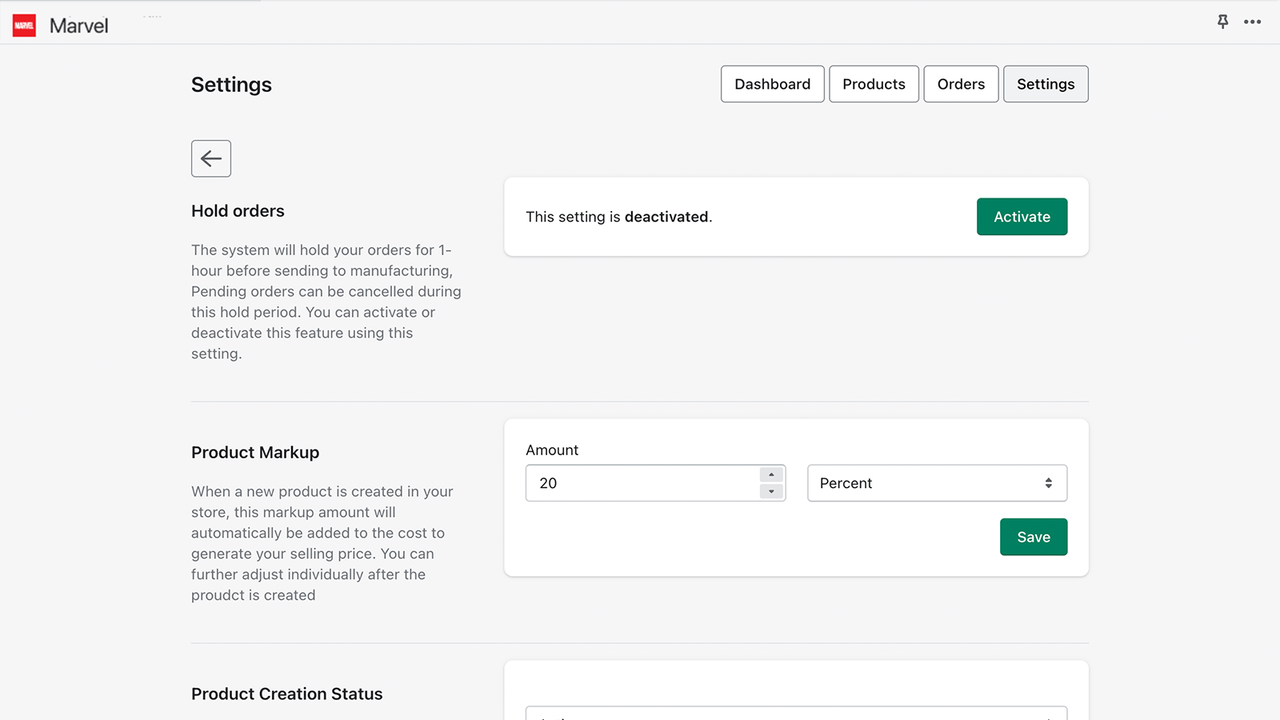 Adjust the settings of your merchandise and shipping