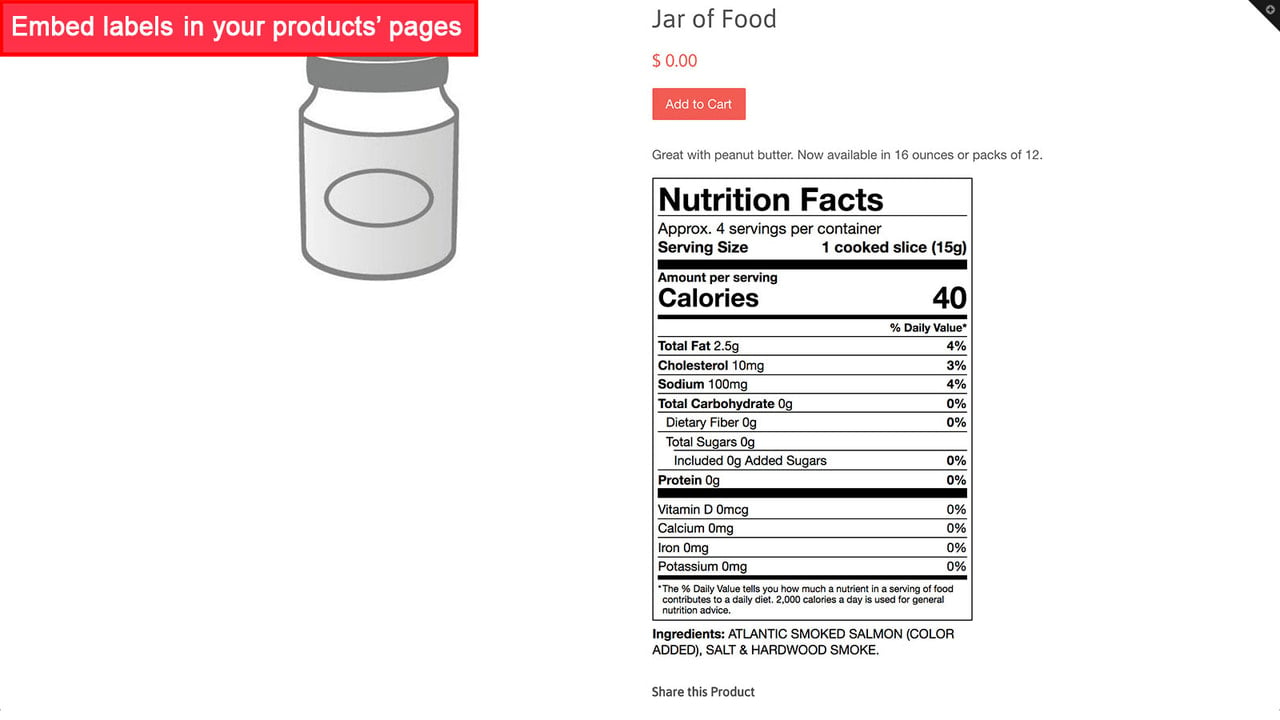 Product with FDA 2018 vertical nutrition facts label