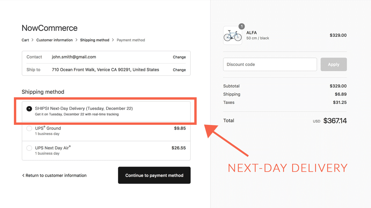 SHIPSI Next-Day Delivery at checkout