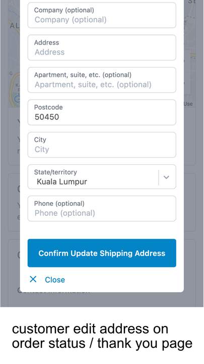 Allow customer to edit shipping address on order status page