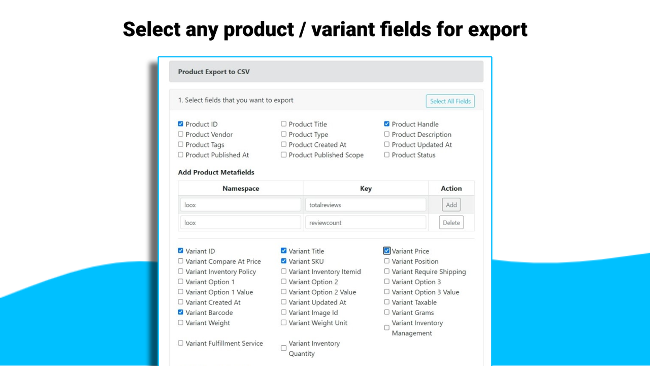 Select fields