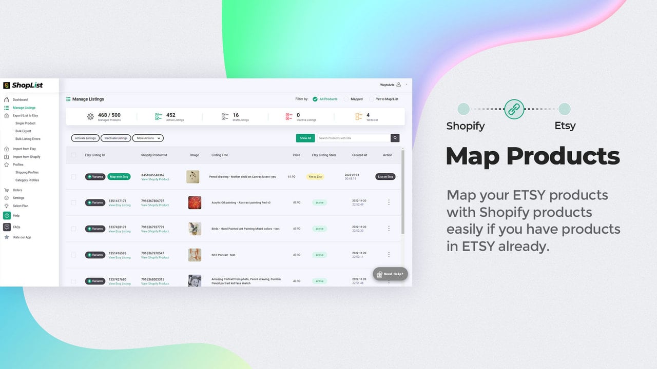 Map Etsy products with Shopify products - - Etsy Integration