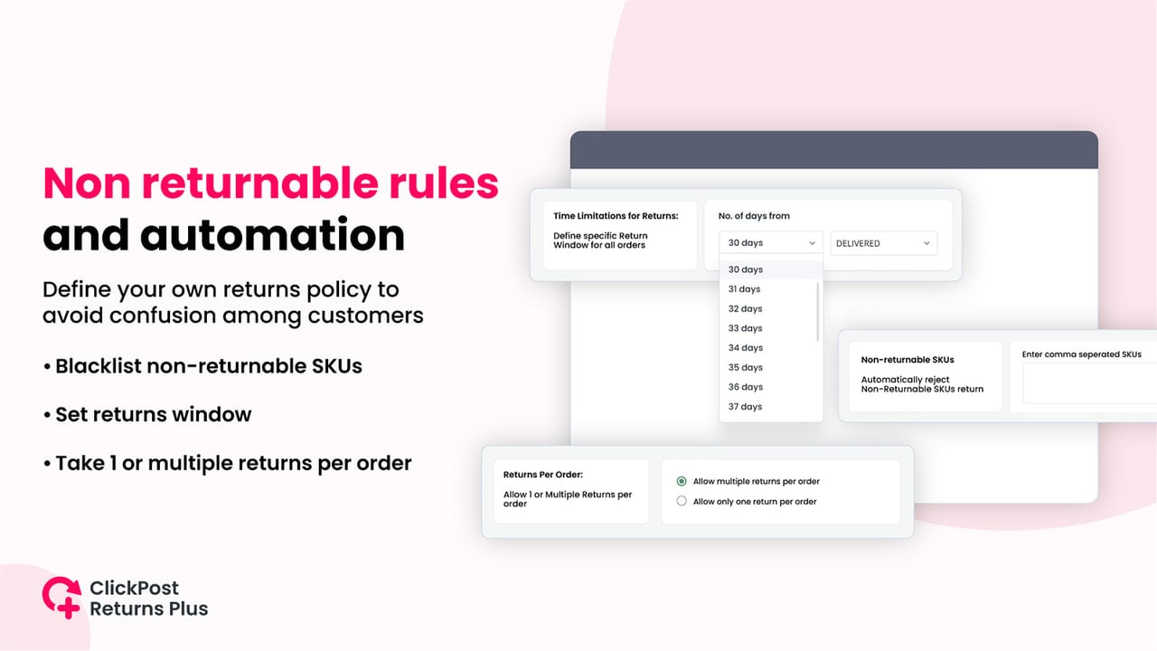 Set return window, non-returnable rules and return automation