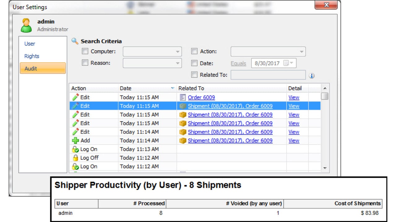 User Settings_Audit Screen