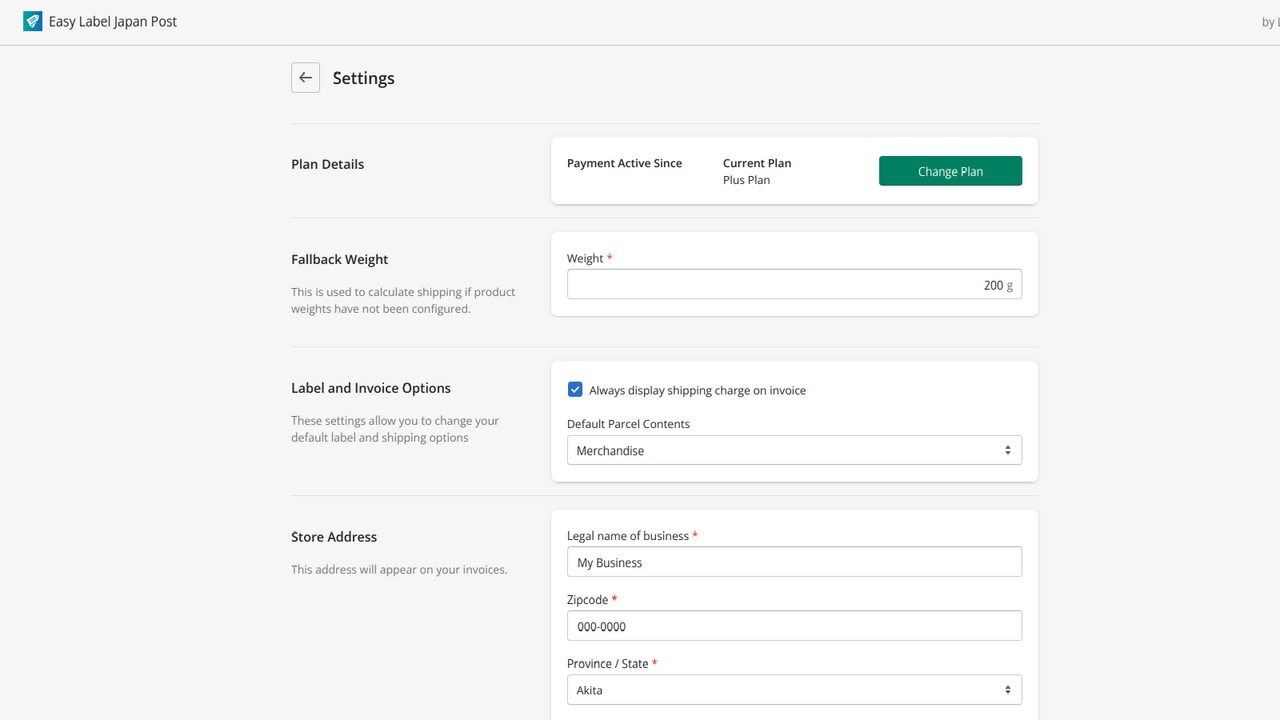 Settings Page