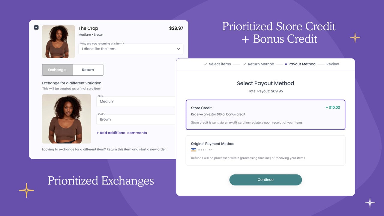 Prioritized store credit & exchanges, bonus store credit