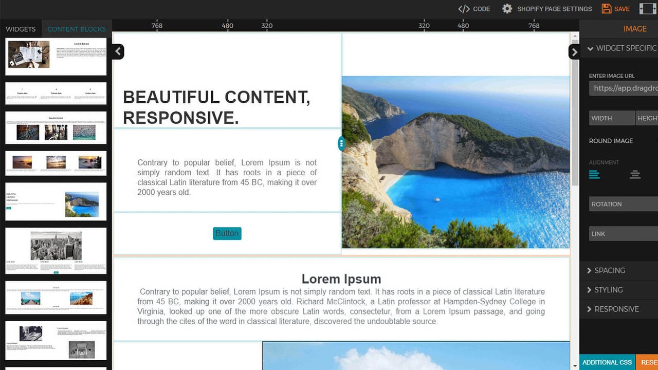 content blocks templates page editor creator builder