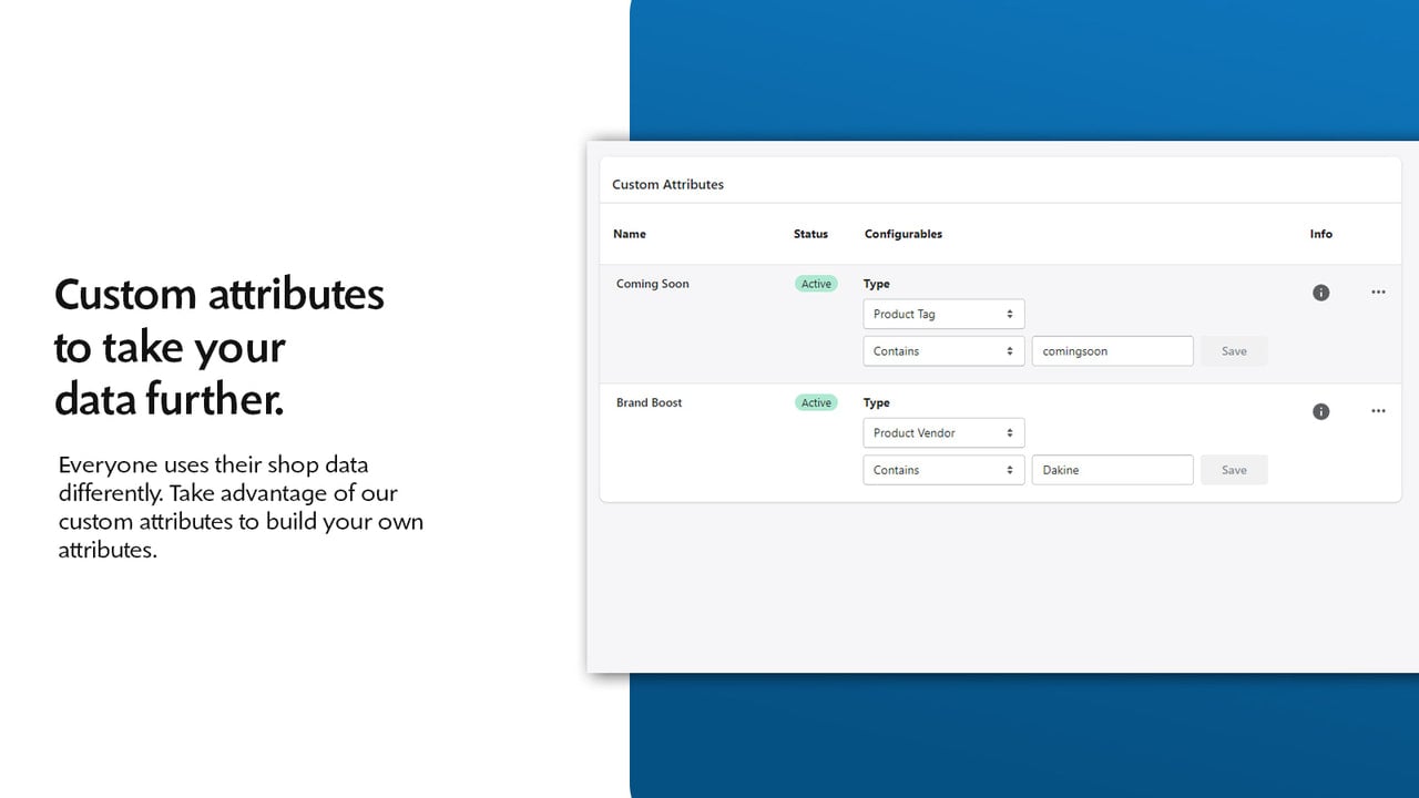 Product merchandising based on custom attributes