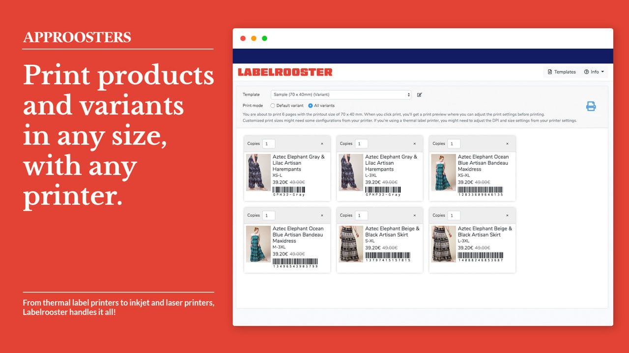 Print product templates with a breeze!