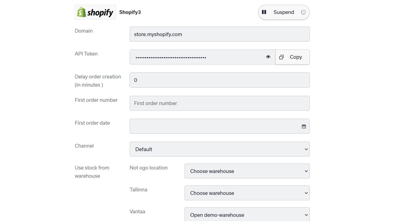 Shopify Settings in MyOgo