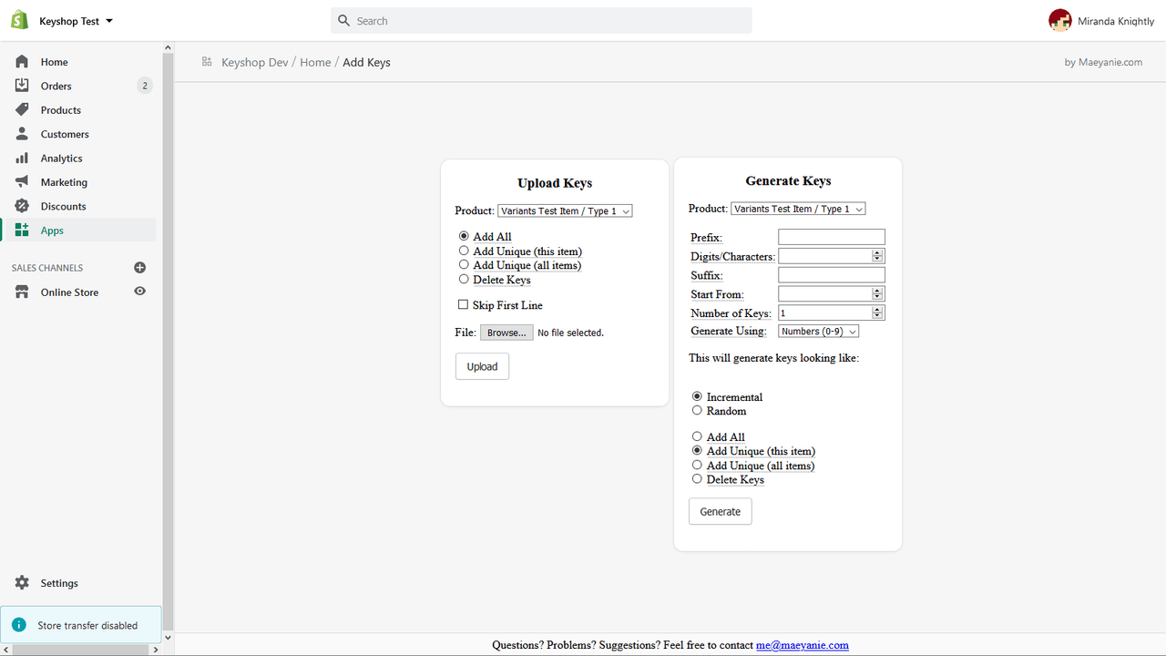 Upload a list, or generate with a set of rules.