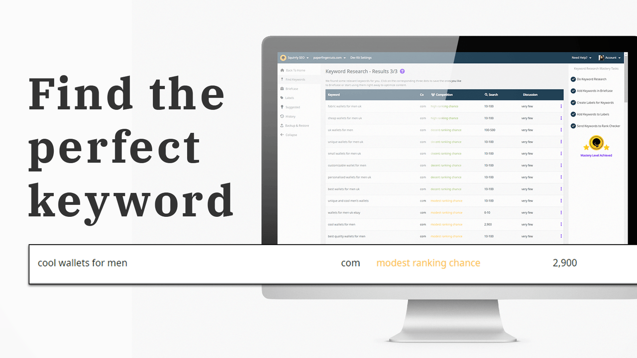 Find the perfect keyword for seo. Target seo kw that bring sales