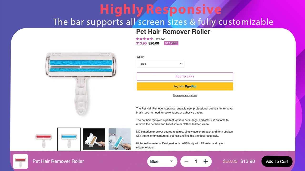 responsive sticky add to cart cart