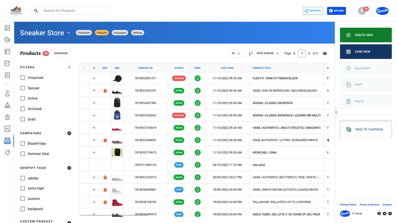 Product data view