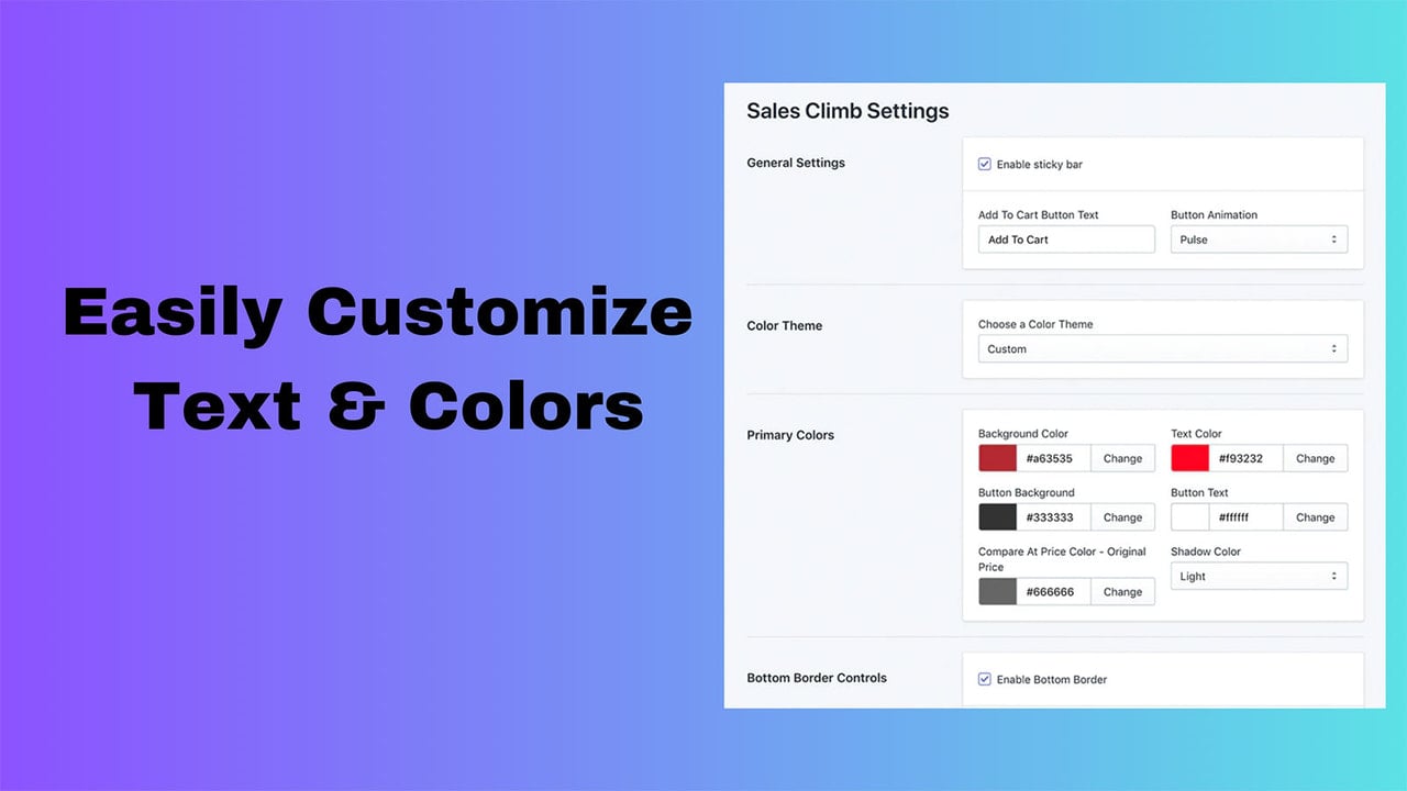 customize colors best sticky add to cart bar shopify app