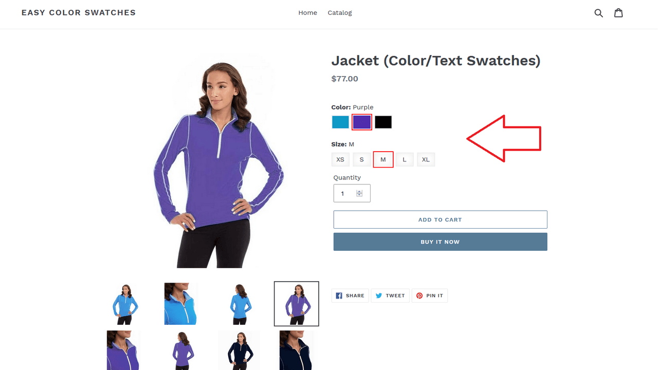 Storefront Color + Text Swatches Example